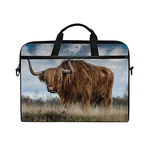 LUNLUMO Bull-Landschaft Nature Mammal Laptop- und Tablet-Tasche, strapazierfähig, für Business/Uni/Damen/Herren von LUNLUMO