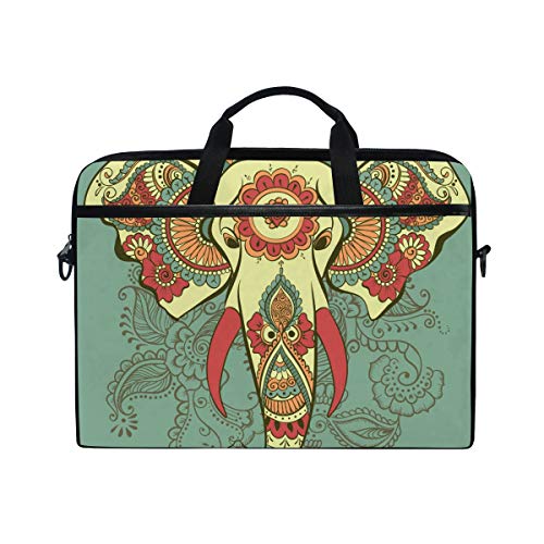 LUNLUMO Henna Elefant auf dem indischen Muster, 38,1 cm (15 Zoll) Laptop- und Tablet-Tasche, strapazierfähig, für Business/Uni/Damen/Herren von LUNLUMO