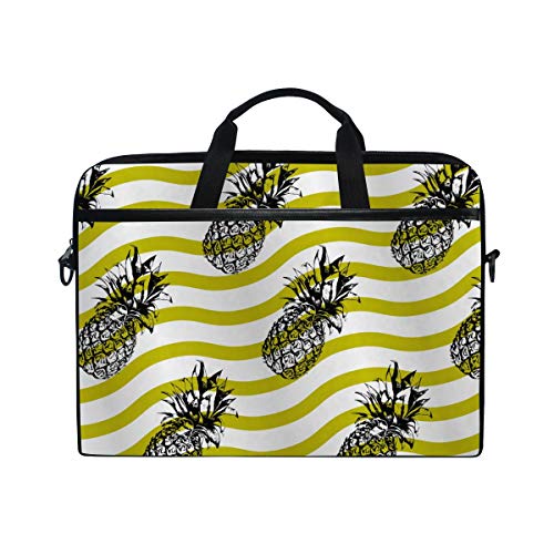 LUNLUMO Tropische Ananas-Wellen-Linienmuster, 38,1 cm (15 Zoll) Laptop- und Tablet-Tasche, strapazierfähige Tablet-Hülle für Business/Uni/Damen/Herren von LUNLUMO