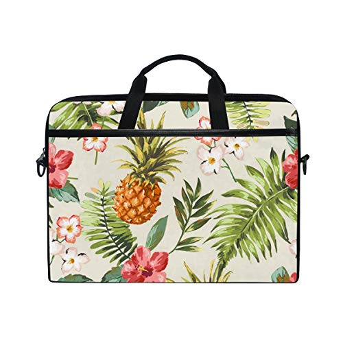 LUNLUMO Tropische Blumen mit Ananas-Malerei, 38,1 cm (15 Zoll) Laptop- und Tablet-Tasche, strapazierfähige Tablet-Hülle für Business/Uni/Damen/Herren von LUNLUMO