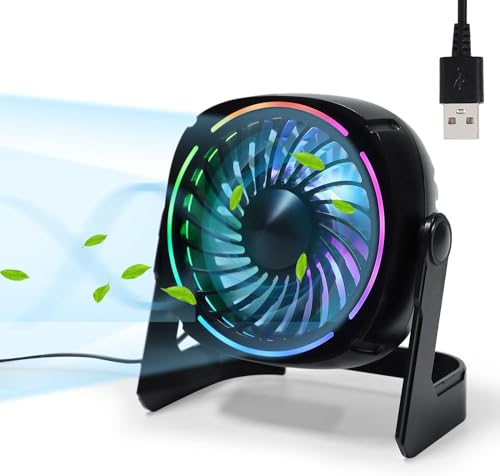 USB Ventilator RGB Φ15cm Klein Tischventilator mit LED 8 Lichtmodi 3 Geschwindigkeiten 360° Drehung Leisen Desk Fan für Schreibtisch Zuhause Büro USB Ventilator RGB Φ15cm Klein Tischventilator mit LED 8 Lichtmodi 3 Geschwindigkeiten 360° Drehung Leisen Desk Fan für Schreibtisch Zuhause Büro von LUNSY