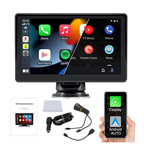 Autoradio tragbar kabellos Apple CarPlay und Android Auto, 7-Zoll-IPS-Touchscreen-Auto-Audioempfänger, unterstützt Bluetooth, FM, GPS, Mirror Link von LUOAN AUTO PARTS