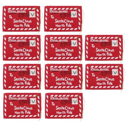 LUOEM 10 StüCk WeihnachtsbriefumschläGe Aus Filz, Bestickt, Ideal FüR Weihnachtskarten Und Dekoration, Mit Schnur Zum AufhäNgen von LUOEM