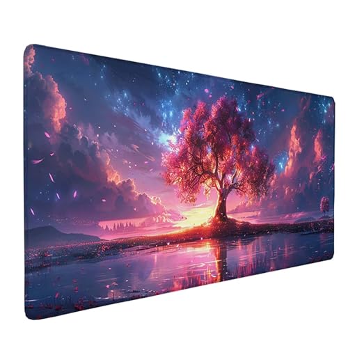 Schreibtischunterlage Lila Mauspad XXL 800 x 300mm, Mousepad Chrysantheme Gaming Mauspad Wassxerdicht Anti-Rutsch Mouse Pad Vernähte Kanten Gaming Zubehör für PC, Laptop, Büro, Zuhause -ly2505A4 von LUOLYYEI