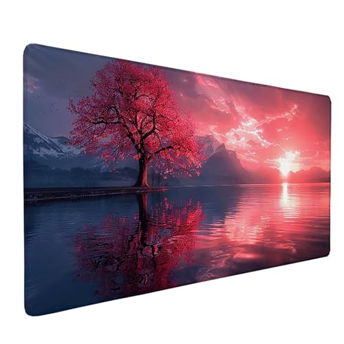 Schreibtischunterlage Schwarz Mauspad XXL 1500 x 800 x 3 mm, Mousepad Baum Gaming Mauspad Wassxerdicht Anti-Rutsch Mouse Pad Vernähte Kanten Gaming Zubehör für PC, Laptop, Büro, Zuhause -ly250565 von LUOLYYEI