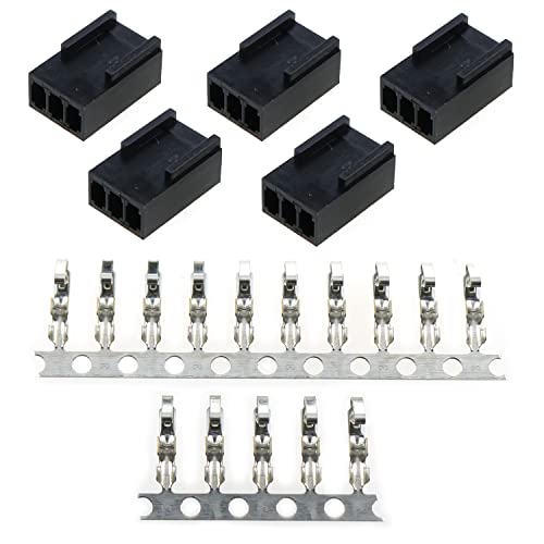 LUORNG 1 x weibliches 3-poliges PC-Lüfter-Anschluss-Set (5 x 3-polige 3-polige Lüfterbuchse, PWM Power Shell Anschlussgehäuse + 15 x Crimp-Pins) von LUORNG