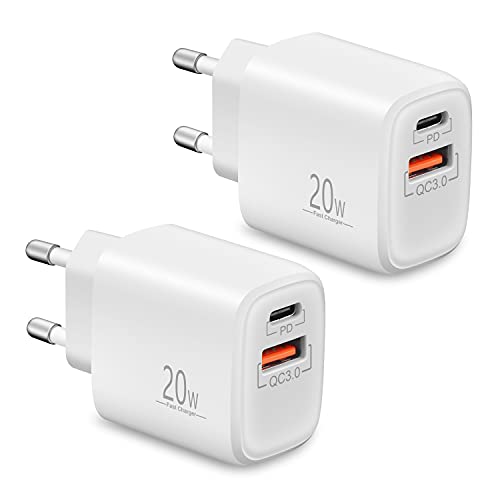 LUOSIKE 20W USB C Ladegerät -2er Pack, USB C Netzteil/Power Adapter, 2-Port-Stecker mit PD/QC, Schnellladegerät Kompatibel mit iPhone 15/13/12/11/Pro Max/Mini/SE/X/8, Samsung S24/S23/S22, Google 8/7/6 von LUOSIKE