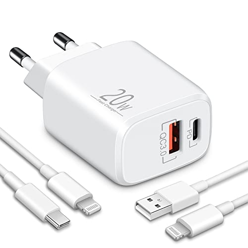 2-Port Schnellladekabel Ladekabel für iPhone 14/13/12/11 Pro Max/Mini, XS XR X SE 8 7 6 Plus, iPad, AirPods, 20W Fast Charger Ladegerät Schnellladegerät Netzteil USB-A USB-C Mit 2-Pack 2m Kable 2-Port Schnellladekabel Ladekabel für iPhone 14/13/12/11 Pro Max/Mini, XS XR X SE 8 7 6 Plus, iPad, AirPods, 20W Fast Charger Ladegerät Schnellladegerät Netzteil USB-A USB-C Mit 2-Pack 2m Kable von LUOSIKE