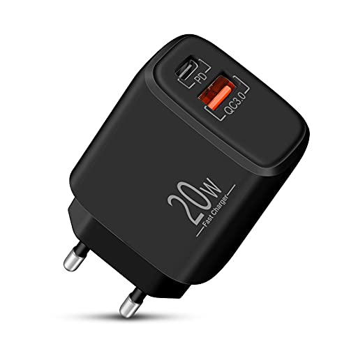 LUOSIKE USB C Ladegerät/Netzteil, 20W USB C Stecker mit 2-Port (PD/QC3.0), Schnellladegerät/Ladeadapter Kompatibel mit iPhone 15/14/13/12/11/Pro Max/Mini/SE/X/8, Samsung S24/S23/S22/S21, Google Pixel von LUOSIKE