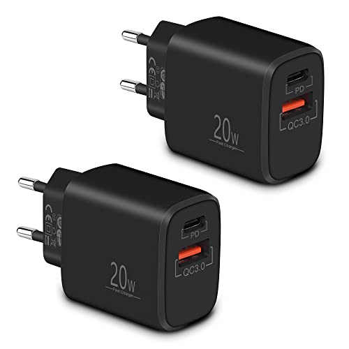 LUOSIKE USB C Ladegerät (2ST), 20W 2-Port USB C Adapter mit PD, USB C Netzteil/Stecker, Schnellladegerät Kompatibel mit iPhone 15/14/13/12/11/Pro/Max/Plus/SE, Samsung S24/S23/S22, Xiaomi, Google 8/7/6 von LUOSIKE