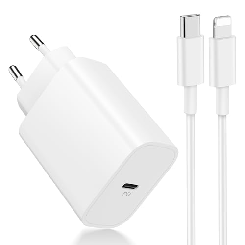 LUOSIKE USB C Ladegerät für iPhone 14 und älter, 20W USB C Stecker mit 2m Lightning Ladekabel, Schnellladegerät mit PD, USB C Adapter/Netzteil und Kabel, Kompatibel mit iPhone 14/13/12/11/SE/XS/XR/X/8 von LUOSIKE