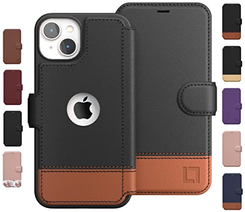 LUPA LEGACY iPhone 14 Plus Wallet Case für Damen und Herren, Hülle mit Kartenhalter [Schlank & Schutz] für Apple 14 Plus (6,7 Zoll), Leder i-Phone Cover, Handyhülle, Grau & Braun, Smoky Cedar von LUPA Legacy