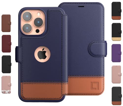 LUPA Legacy iPhone 14 Pro Wallet Case für Damen und Herren, Hülle mit Kartenhalter, für Apple 14 Pro (6,1 Zoll), Leder-Handyhülle [schlank und schützend] Handyhülle, Blau & Braun, Wüstenhimmel von LUPA Legacy