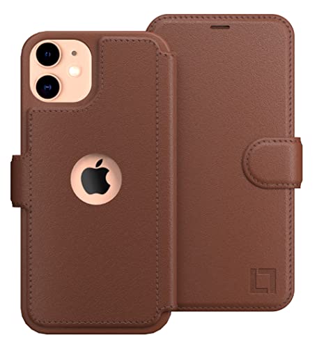 LUPA Legacy Schutzhülle für iPhone 11 für Damen und Herren – Hülle mit Kartenfach – [schlank + langlebig] – Kunstleder – Klapphülle – iPhone 11 Geldbörsenhüllen – Folio Cover – Karamellbraun von LUPA Legacy