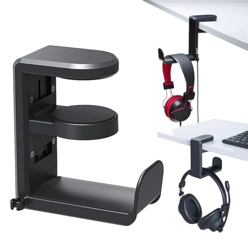 LUPATDY Kopfhörer Ständer, Gaming Headset Halterung Tisch, 360° Drehbarem Kopfhörer Halter mit Kabelhalter, Universelle Passform KopfhöRer Clip für Bluetooth Kopfhörer, Kopfhörer Kinder von LUPATDY