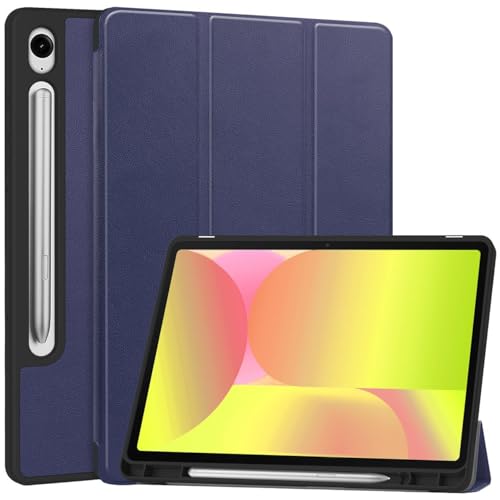 LUQ Tablethülle für Samsung Galaxy Tab S10 FE Plus Buchhülle Trifold mit Stifthalter Verstellbarer Ständer - Dunkelblau von LUQ