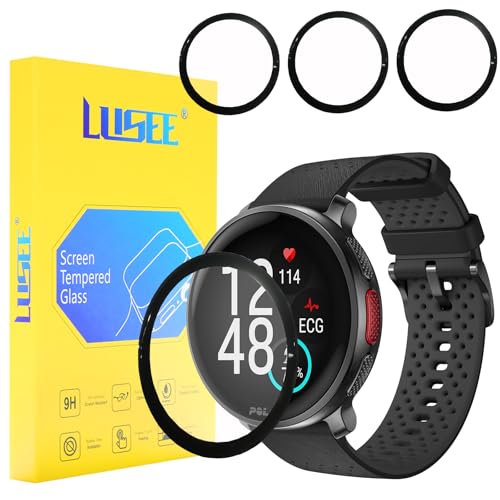 LUSEE 4 Stück Schutzfolie Kompatibel mit Polar Vantage V3 Displayschutzfolie Displayschutz [9H Härte] [Anti Kratzer] HD Glas Temperglas Folie von LUSEE