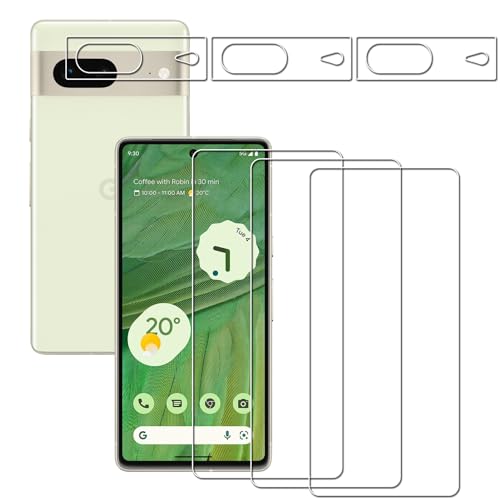 LUSEE Schutzfolie kompatibel mit Google Pixel 7, (3 Stück Bildschirm Panzerfolie Displayschutz + 3 Stück Kamera schutz), Displayschutzfolie Gehärtetes Glas HD Anti- Kratzer Anti-Fingerabdruck von LUSEE