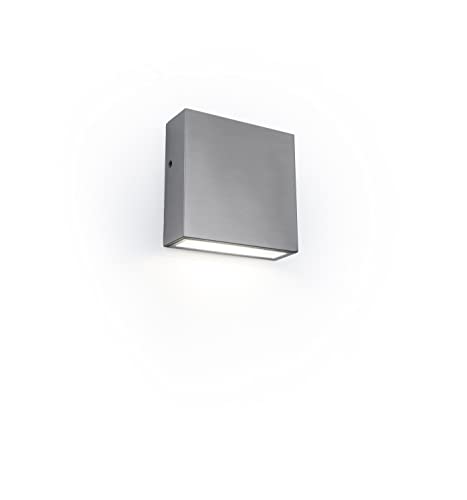 LUTEC Außenwandleuchte Gemini, in edlem Design, moderne Wandlampe aus Edelstahl, geeignet für jede Hauswand Garage,Terasse, 9Watt, 230V, 750Lm, 5104004001, 11x11x3,8… von LUTEC
