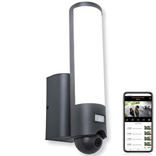 LUTEC LED-Kameraleuchte ELARA, Außenleuchte in Anthrazit mit Bewegungsmelder & Kamera, Überwachungskamera FullHD und Gegensprechanlage, inkl. 16 GB SD-Karte, kompatibel m. Google Voice & Alexa von LUTEC