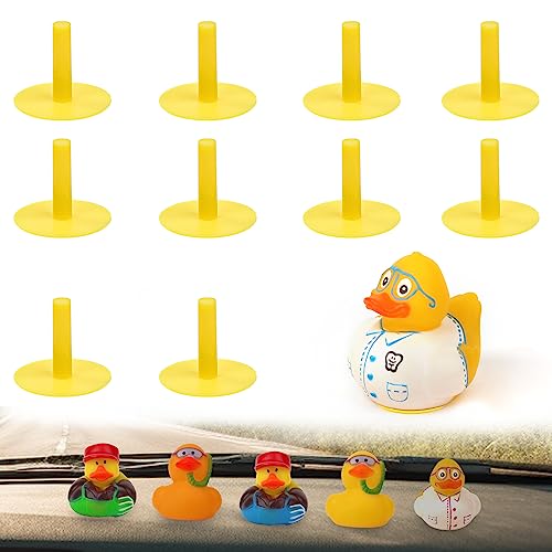 LUTER 10 Stück Gummienten Stecker, Kunststoff Selbstklebender Gummi Entenhalter für Jeep-Armaturenbrett Entenstecker Halterung für Jeep-Display Gummi-Ente Nicht im Lieferumfang Enthalten (Gelb) von LUTER