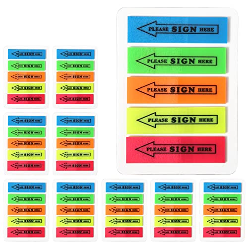 1000 Stück Index Tabs Bitte Unterschreiben Sie Hier, Wiederverwendbar Pfeil Tabs Farbige Tabs Datums-Tabs für Planer Tape Flags Sign Here Easy to Post für Notarbücher Papier (5 Farben) von LUTER