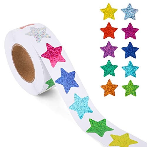500 Stück Kleine Sternaufkleber, 2,54cm Klein Sternaufkleberrolle Farbig Selbstklebend Sternaufkleber für Kinder Lehrer Belohnungszubehör von LUTER