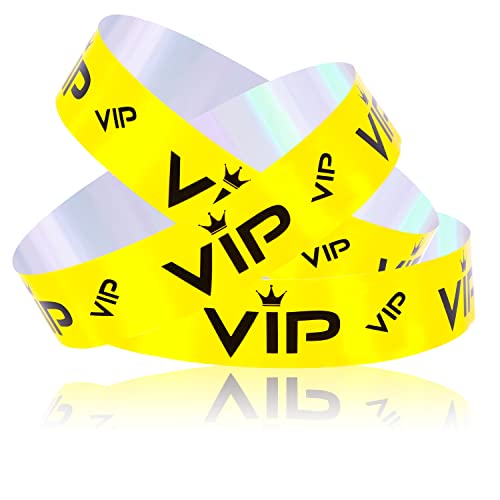 500 Stück VIP Armbänder, Papie Party Armbänder Papierarmbänder VIP-Armbänder für Veranstaltungen, Eingang, VIP-Party, Musikfestival, Konzerte (Glitter Gold) von LUTER