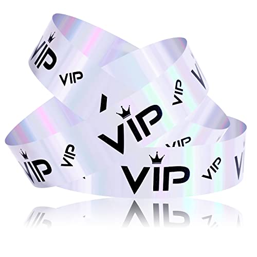 500 Stück VIP Armbänder, Papie Party Armbänder Papierarmbänder VIP-Armbänder für Veranstaltungen, Eingang, VIP-Party, Musikfestival, Konzerte (Glitter Silber) von LUTER