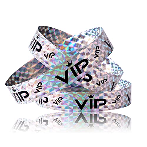 500 Stück VIP Armbänder, VIP-Armbänder aus Papier Party-Armbänder, Papierarmbänder, VIP-Armbänder für Veranstaltungen, Eingang, VIP-Party, Musikfestival, Konzerte (Holografisches Silber) von LUTER