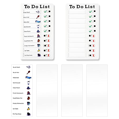 LUTER 2 Stück Checklisten Tafel, To Do Liste Plastik Weiß Memo Checkliste Tragbare To Do Liste Block mit 6 Stück Kartons für Kinder Erwachsene Artikel Überprüfen von LUTER