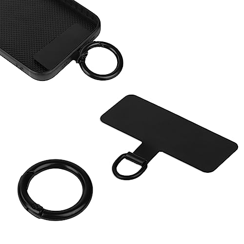 Luter Telefon Halteband Patch, Schwarzes Metall Handy Lanyard Pads mit 1 Metallfederring Robust Handy Tether Table Telefon Lasche für Handy Ersatzteil von LUTER