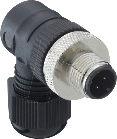 LUT 1255-04-T9CR - Stecker, gewinkelt, M12, 4 pol, schwarz von LUTRONIC