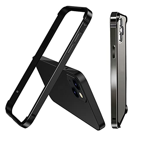 LUTTIO Aluminium Rahmen HüLle Kompatibel Mit iPhone 14 Pro Mit Weichen Inneren Bumper, ErhöHten Rand Schutz (Schwarz) von LUTTIO