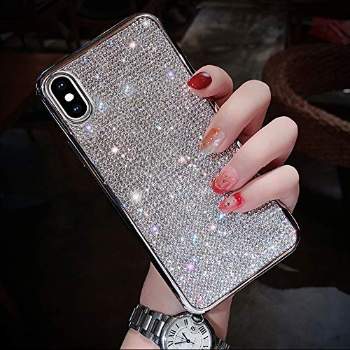 Fusicase Für iPhone Xs Max Hülle Luxus Mode Glitzer Sparkle Bling Glänzend Kristall Strass Künstlicher Diamant Schutzhülle mit Soft TPU Electroplate Case für iPhone Xs Max Silber Fusicase Für iPhone Xs Max Hülle Luxus Mode Glitzer Sparkle Bling Glänzend Kristall Strass Künstlicher Diamant Schutzhülle mit Soft TPU Electroplate Case für iPhone Xs Max Silber von LUVI