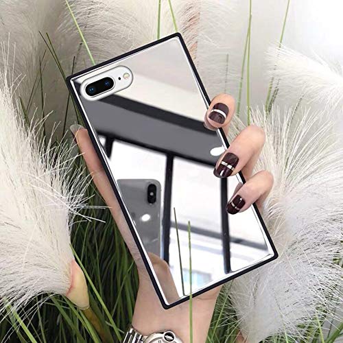 LUVI Für iPhone 8 Plus/iPhone 7 Plus Quadratische Hülle Make-up Spiegel für Frauen Mädchen Niedlich Luxus Glänzend Glas Spiegel Rückseite Design Cover mit Silikon TPU Slim Dünn Hülle Silber LUVI Für iPhone 8 Plus/iPhone 7 Plus Quadratische Hülle Make-up Spiegel für Frauen Mädchen Niedlich Luxus Glänzend Glas Spiegel Rückseite Design Cover mit Silikon TPU Slim Dünn Hülle Silber von LUVI