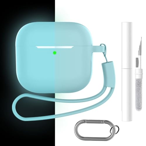 LUVI Kompatibel mit AirPods 4 Silikonhülle, leuchtet im Dunkeln, niedlich, mit Schlüsselanhänger, Handgelenkschlaufe, Reinigungsset für Frauen und Mädchen, nachtleuchtendes Blau LUVI Kompatibel mit AirPods 4 Silikonhülle, leuchtet im Dunkeln, niedlich, mit Schlüsselanhänger, Handgelenkschlaufe, Reinigungsset für Frauen und Mädchen, nachtleuchtendes Blau von LUVI