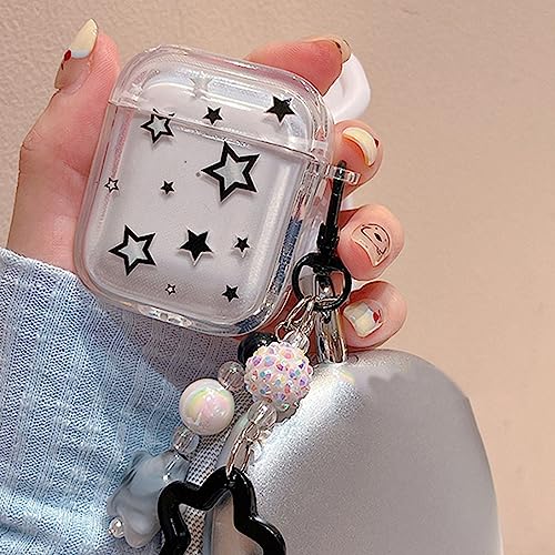 LUVI Kompatibel mit AirPods Pro Star Hülle mit Schlüsselanhänger, niedliches Sternmuster-Design, klar, glatt, weich, TPU, einzigartige schützende stoßfeste Abdeckung für Mädchen und Frauen LUVI Kompatibel mit AirPods Pro Star Hülle mit Schlüsselanhänger, niedliches Sternmuster-Design, klar, glatt, weich, TPU, einzigartige schützende stoßfeste Abdeckung für Mädchen und Frauen von LUVI
