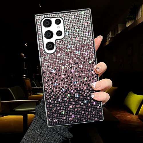 LUVI Kompatibel mit Galaxy S23 Ultra Bling Hülle Niedlich Glitzer Diamant für Frauen Mädchen Strass Sparkle Glänzend Kristall Bumper Luxus Schutzhülle 3D Handmade Case für Galaxy S23 Ultra Lila von LUVI