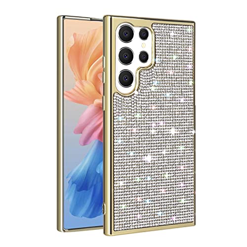 LUVI Kompatibel mit Galaxy S23 Ultra Diamant Hülle Niedlich Bling Glitzer Strass Kristall Glänzend Glitzer Schutzhülle mit Galvanik Plating Bumper Luxus Mode Schutz Hülle von LUVI