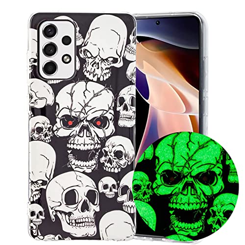 LUVI Kompatibel mit Galaxy S23 Ultra Hülle Glow in the Dark Noctilucent Darkness Fluoreszierend Schutzhülle Totenkopf Muster Ultra Dünn Slim TPU Gummi Silikon Case für Galaxy S23 Ultra von LUVI