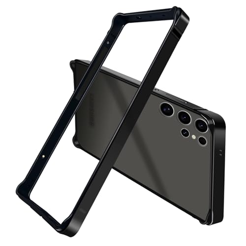 LUVI Kompatibel mit Galaxy S25 Ultra Bumper Case Rahmen Rand Silikon Schutzhülle Ultra Dünn Slim Leicht Luxus Schutz Stoßfest Cover für Frauen Mädchen Mann Schwarz von LUVI
