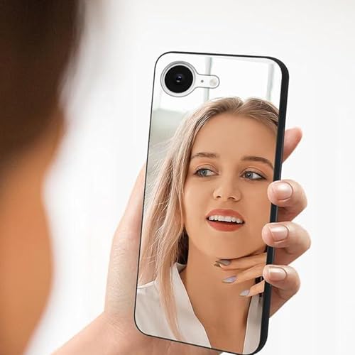 LUVI Kompatibel mit iPhone 16 E, Spiegel-Hülle für Frauen, Make-up, niedlich, luxuriös, glänzendes Glas, Spiegelrückseite, Design mit Silikon-Stoßdämpfer, schlanke, dünne Hülle für iPhone 16 E, Silber LUVI Kompatibel mit iPhone 16 E, Spiegel-Hülle für Frauen, Make-up, niedlich, luxuriös, glänzendes Glas, Spiegelrückseite, Design mit Silikon-Stoßdämpfer, schlanke, dünne Hülle für iPhone 16 E, Silber von LUVI