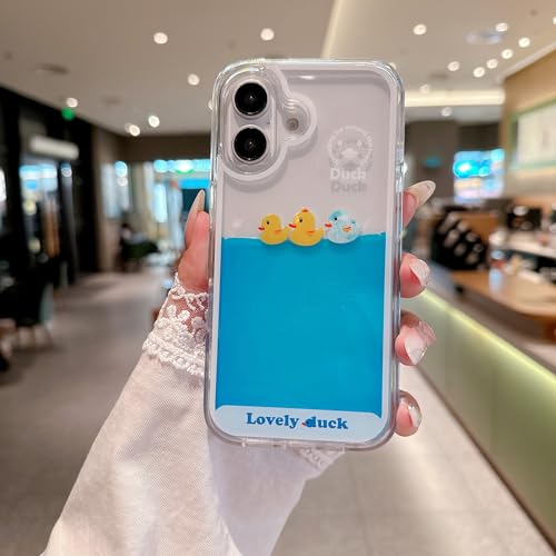 LUVI Kompatibel mit iPhone 16 Liquid Case Cute Funny Cartoon Bewegliche Wasserente Treibsand Fließend Schwimmend Wasserfall Schutzhülle Weiche Silikon Gummi Hülle Blau LUVI Kompatibel mit iPhone 16 Liquid Case Cute Funny Cartoon Bewegliche Wasserente Treibsand Fließend Schwimmend Wasserfall Schutzhülle Weiche Silikon Gummi Hülle Blau von LUVI