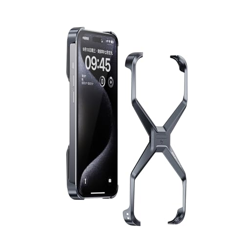 LUVI Schutzhülle für iPhone 16 Pro Max, Metall, hohl, rahmenlos, unregelmäßige Wärmeableitung, Rahmen aus Aluminiumlegierung, schmale Passform, kein Rückenschutz, stoßfest, für Damen und Herren, LUVI Schutzhülle für iPhone 16 Pro Max, Metall, hohl, rahmenlos, unregelmäßige Wärmeableitung, Rahmen aus Aluminiumlegierung, schmale Passform, kein Rückenschutz, stoßfest, für Damen und Herren, von LUVI