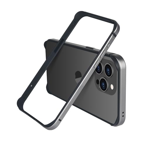 LUVI Schutzhülle für iPhone 16 Pro Max, Rahmenkante, Silikon, ultradünn, leicht, luxuriös, stoßfest, für Damen und Mädchen, Titangrau von LUVI