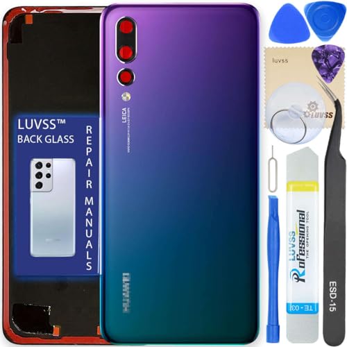 LUVSS Akkudeckel Kompatibel für Huawei P20 Pro Rückseite Glas Deckel Backcover Ersatz Reparatur Set (Aurora) von LUVSS