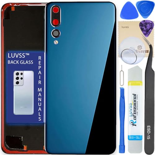 LUVSS Akkudeckel Kompatibel für Huawei P20 Pro Rückseite Glas Deckel Backcover Ersatz Reparatur Set (Blau) von LUVSS