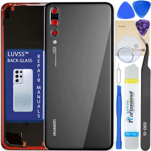 LUVSS Akkudeckel Kompatibel für Huawei P20 Pro Rückseite Glas Deckel Backcover Ersatz Reparatur Set (Schwarz) von LUVSS