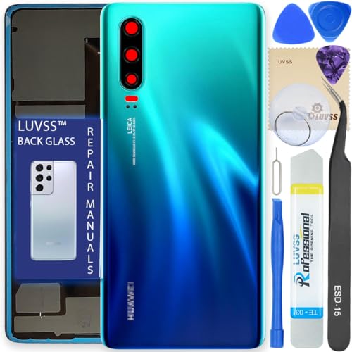 LUVSS Akkudeckel Kompatibel für Huawei P30 Pro Rückseite Glas Deckel Backcover Ersatz Reparatur Set (Aurora) von LUVSS